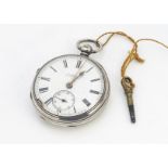 A Victorian silver open faced pocket watch from H. Samuel, 52mm, sold with original H. Samuel