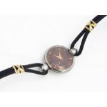 A vintage Jaeger Le Coultre stainless steel cased lady's wristwatch, 20mm, with gilt dial, appears