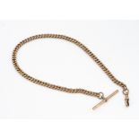 A George V 9ct gold watch chain, 38cm long, 44.7g, fully hallmarked, with T bar and snap clasp