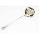 A late George III silver soup ladle by SH, old English pattern, 5.45ozt, overall good, not engraved,