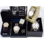 A collection of modern wristwatches, a box containing many gents and ladies watches, including a