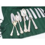 A good canteen of George V silver Kings pattern cutlery by SG, the complete place setting for twelve