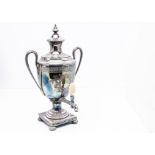 A late Victorian silver plated samovar by Lloyd Payne & Amiel, neo-classical with carved ivory