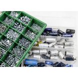 Capacitors / transistors plus, a large box which contains thirteen plastic storage boxes that