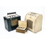 Vintage Radios, three vintage radios small suitcase Marconiphone, a green box shaped Ever Ready