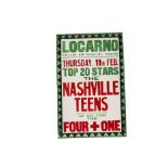 Nashville Teens Concert Poster, Poster for a gig at the Swindon Locarno, 11th February 1965 measures