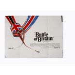 Battle of Britain (1969) UK Quad poster, the vapour trails of the aircraft creating a striking