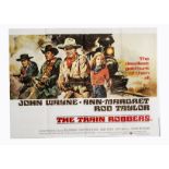 The Train Robbers (1973) UK Quad poster, for the John Wayne western with poster art by Renato