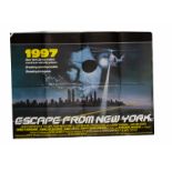 Escape From New York (1981) UK Quad poster, for the John Carpenter cult favourite with a 1" nick