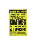 Kraftwerk Concert Poster, Poster for a gig at Johnson Hall, Yeovil 18th September 1975 - vibrant