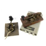 Morse Code Key, Morse code key model WE8208 wooden base PATT 1056.A. plus another morse code key