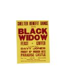 Black Widow Concert Poster, A poster for the gig at the Paradise Castle 10th March 1972 - folded