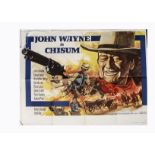 Chisum (1970) UK Quad poster, for this John Wayne western with Chantrell poster art. Pin-holes/