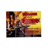 Ten UK Quad posters mostly 1970s-1980s, including Rambo First Blood Part 2, Ruthless People with