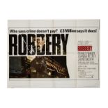 Robbery (1967) UK Quad poster, starring Stanley Baker with very faint title "rub" on right side,