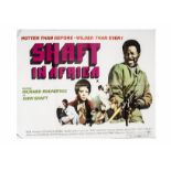 Eight UK Quad posters mostly 1970s-1980s, including Shaft In Africa, The Gumball Rally, The Boys