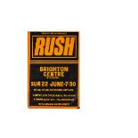 Rush Concert Poster, Poster for a gig at Brighton Centre 22nd June 1980 - vibrant Orange and Black