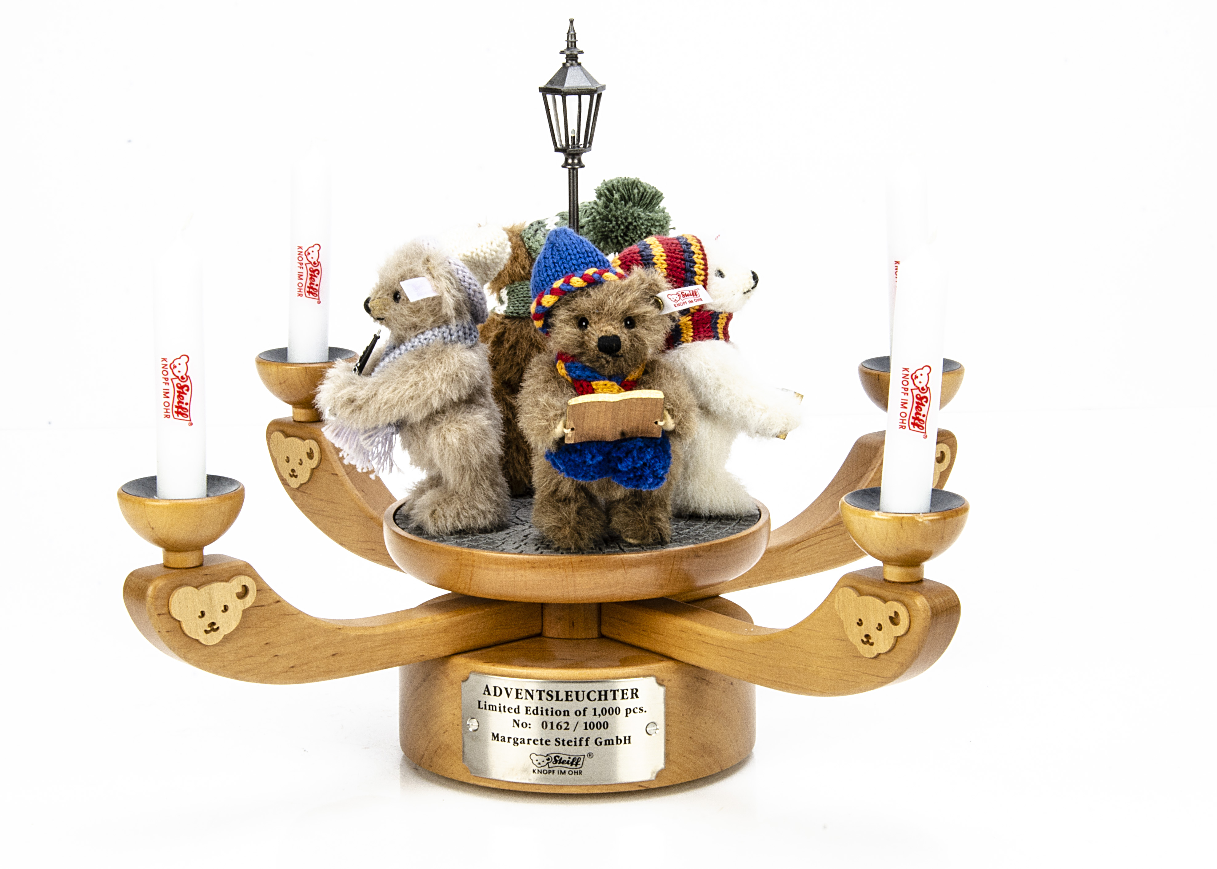 A Steiff limited edition Adventsleuchter, Advent Candelabra, 162 of 1000, 2005 --11 ½in. (29cm.)