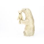 A Dean's Rag Book Co Brumas and Ivy polar bears 1950s, mother Ivy with white mohair, brown plastic
