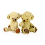 Two small Merrythought Cheeky teddy bears 1960s, one with blonde mohair and plastic eyes and one