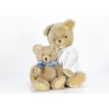 A Diem wool plush teddy bear 1950s, with beige plush, clear and black glass eyes with light brown
