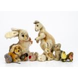 Post-war Steiff animals, a Linda kangaroo --9 ½in. (24cm.) high; two rabbits, a Cockie spaniel; a