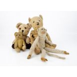 A Merrythought Cheeky teddy bear, with blonde artificial silk plush, orange and black glass eyes,