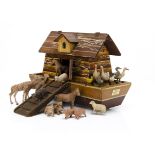 A painted wooden Noah's Ark 1920-30s, with retailer's label for 'J. Langley & Co., Ltd., TOYLAND
