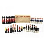 A rare Topical Chessmen Soldiers v Sailors made in London by Disabled Soldiers and Sailors, for