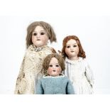 Two Armand Marseille 370 shoulder-head dolls, the largest with brown sleeping eyes, blonde mohair
