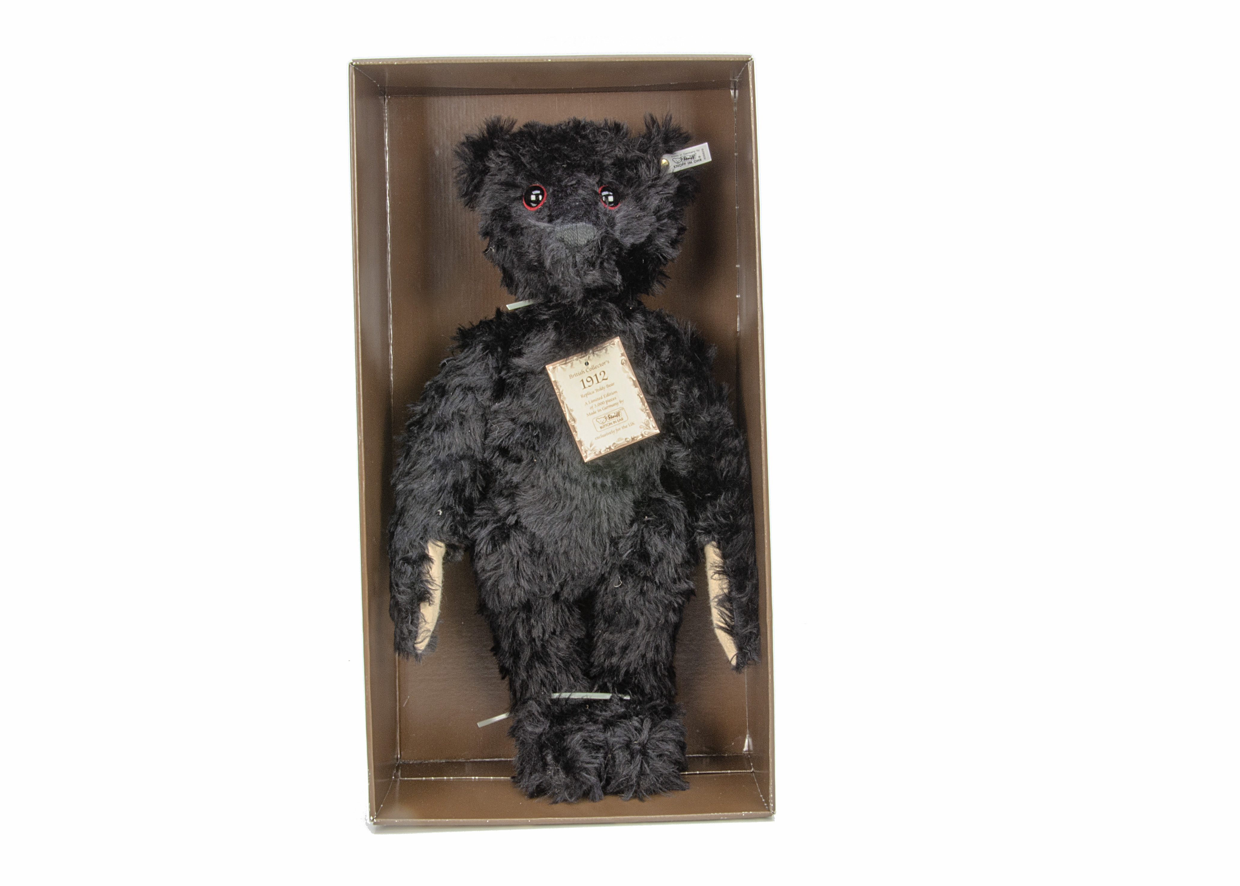 A Steiff limited edition British Collector's 1912 Replica black Teddy Bear, 2153 of 3000, in