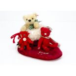 Steiff limited edition Christmas, a red teddy bear Christmas clip with bell, 1108 of 2006; a