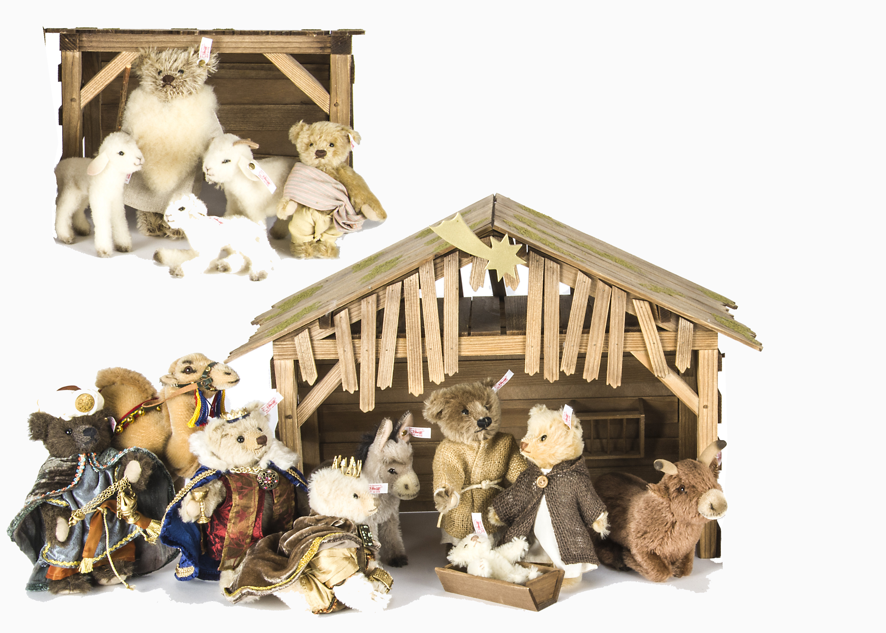Steiff limited edition Nativity Sets 2005 to 2007, The Holy Family 74 of 1000, 2005; the Shepherds