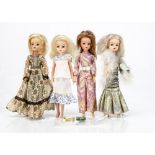 Four Pedigree centre-parted Sindy dolls, including 1980s Première Sindy with blonde hair; a Première