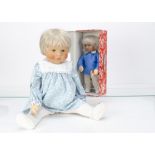 Recent Käthe Kruse dolls, a Du Mein with blonde hair and blue floral dress --20in. (51cm.) high