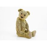 'Wells' an early Chad Valley teddy bear circa 1920, with blonde mohair, clear and black oily glass