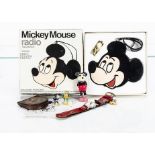 Disney's Mickey Mouse, an enamelled Mickey Mouse Club button hole pin; a celluloid Mickey; a china