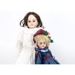 An Armand Marseille 3200 DEP shoulder-head child doll, with blue sleeping eyes, replace brown wig,