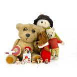 Famous character teddy bears, a Gabrielle Design Paddington in green duffle coat, yellow boots and