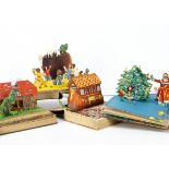 Three Bookano Stories pop-up books, two the same with coach and horses on cover (one worn) and the