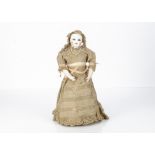 An early Jules Steiner clockwork walking automaton doll, with pale pressed bisque head, fixed