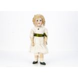 An Armand Marseille 390n child doll, with blue sleeping eyes, blonde mohair wig, jointed composition