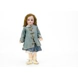 A Simon & Halbig for Kämmer & Reinhardt child doll, with blue sleeping eyes, brown mohair wig,