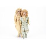 A Gebruder Koch 201 DEP child doll, with blue sleeping eyes, strawberry blonde wig, straight