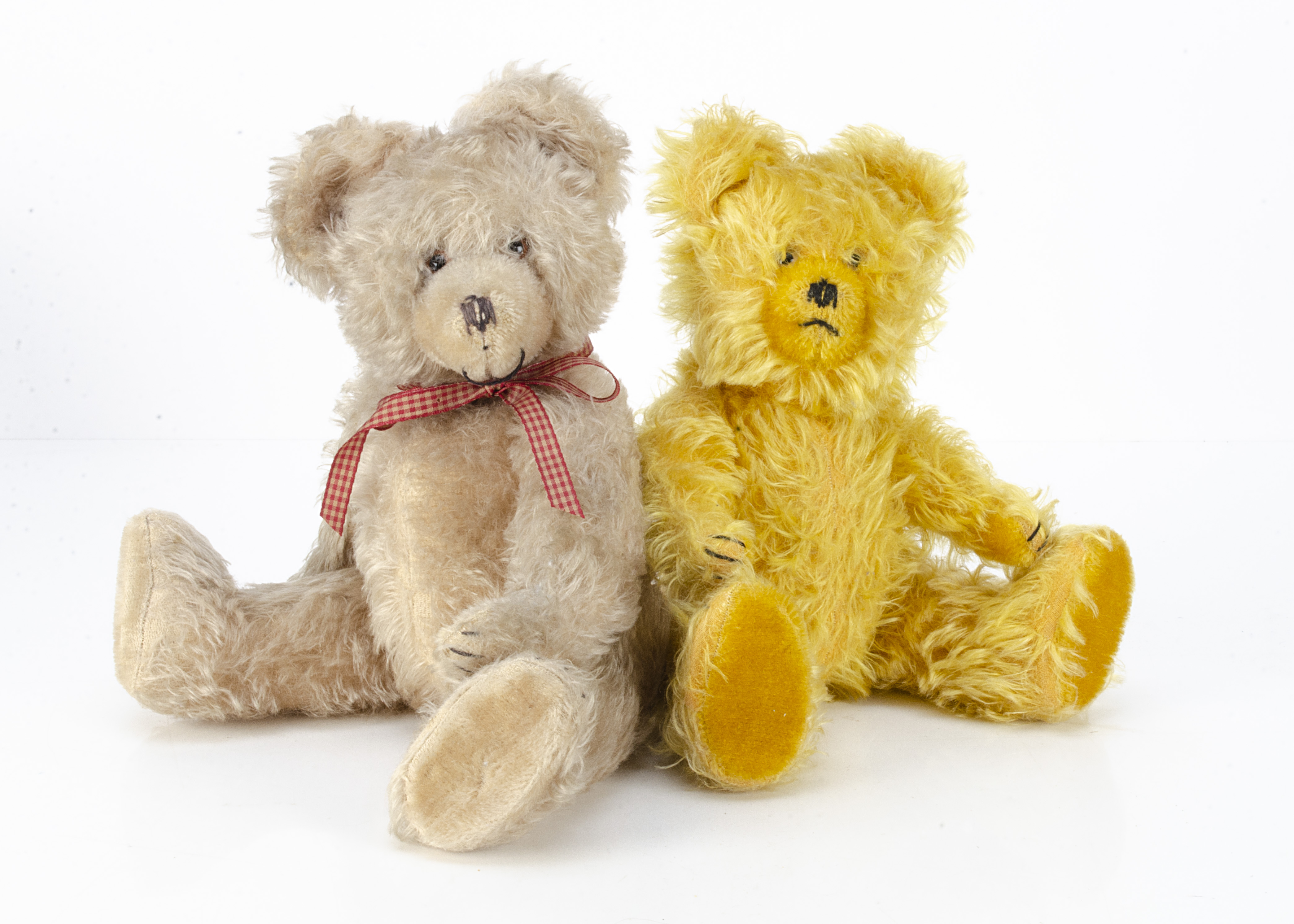 Two Diem teddy bear 1950s, one beige mohair with clear and black glass eyes with brown painted