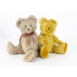 Two Diem teddy bear 1950s, one beige mohair with clear and black glass eyes with brown painted