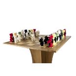 A Steiff limited edition Teddy Bear Chess Set and table 2007, 342 of 1000, thirty-two jointed
