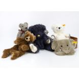 Manufactured collectors teddy bears, Steiff - yellow tagged Lotte in suitcase and an elephant head