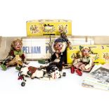 Four Pelham Puppets, Mr MacBoozle, Horse, Gretel and Dutch Girl, in original yellow character boxes;