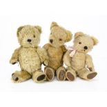 Three post-war teddy bears, all with mohair, swivel heads and jointed limbs, two Chad Valley , one